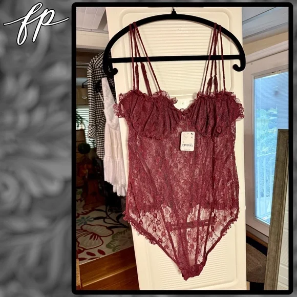 FREE PEOPLE If You Dare Sheer Lace Bra Cup Detail Thong Bodysuit - Picture 7 of 13